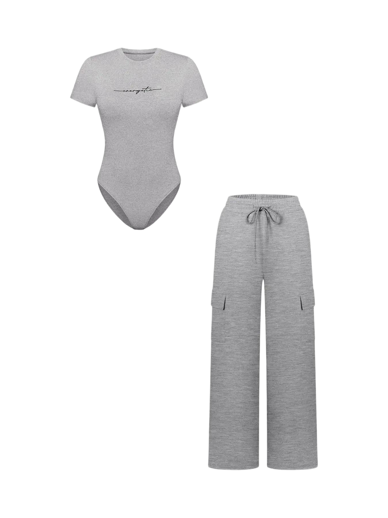 Women's Matching Lounge Set – Soft Tee & Wide Leg Pants