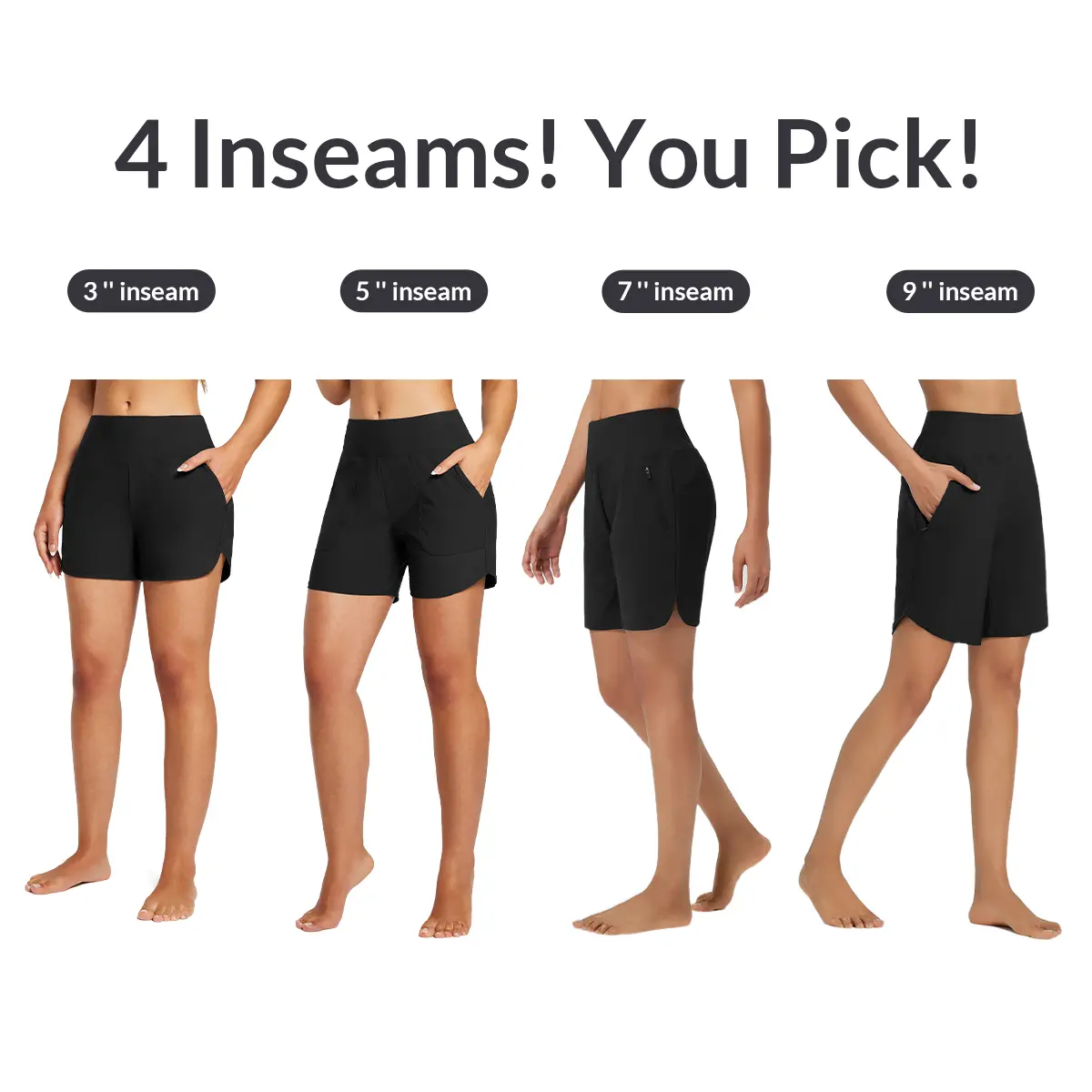 【Limited-Time Special Offer】Women's 3''/5"/7''/9'' High Waisted Lightweight Board Shorts Swim/Running/Workout Quick Dry with Pockets Tankini Bottoms Bathing Suits Plus Size Bermuda Shorts #Summervibes SwimWeek