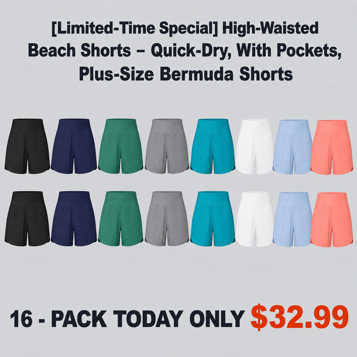 【Limited-Time Special Offer】Women's 3''/5"/7''/9'' High Waisted Lightweight Board Shorts Swim/Running/Workout Quick Dry with Pockets Tankini Bottoms Bathing Suits Plus Size Bermuda Shorts #Summervibes SwimWeek
