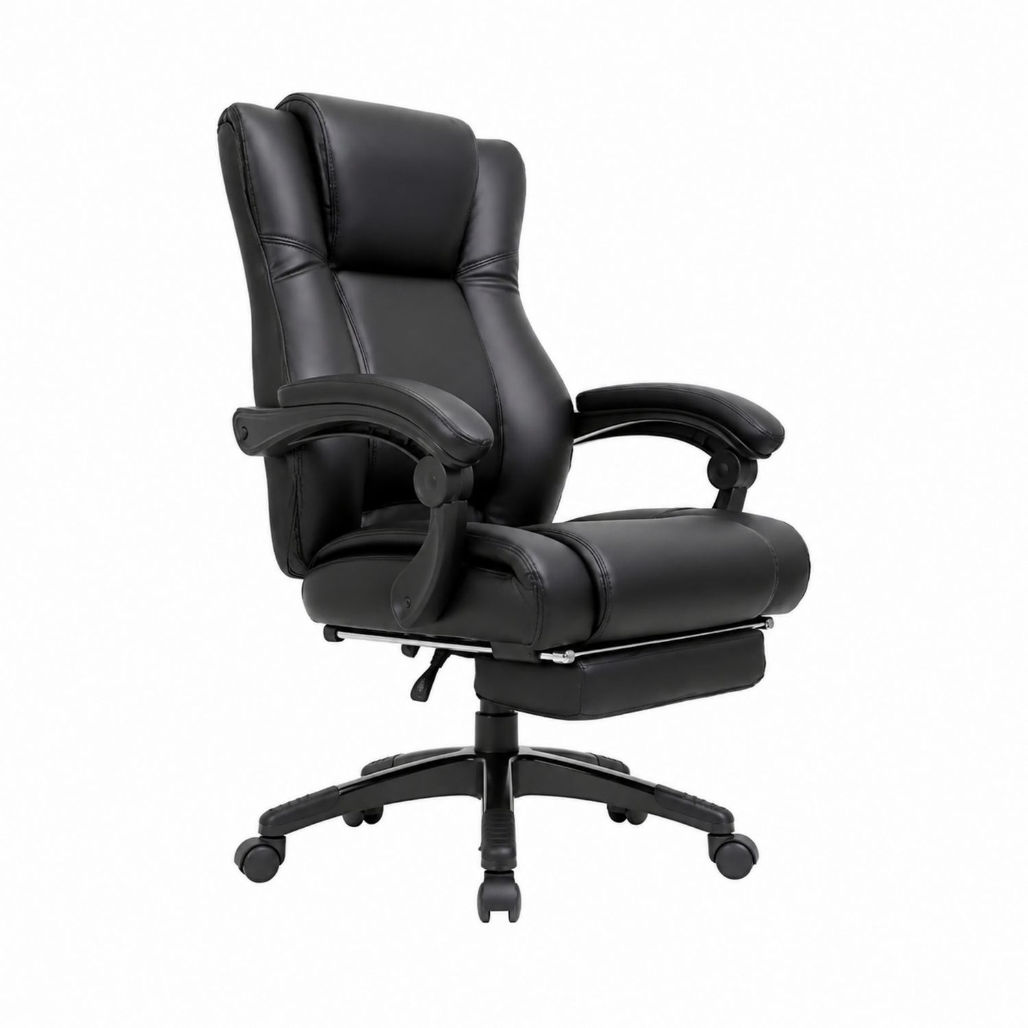 Silla de Oficina de Cuero PU Negro con Reposapiés