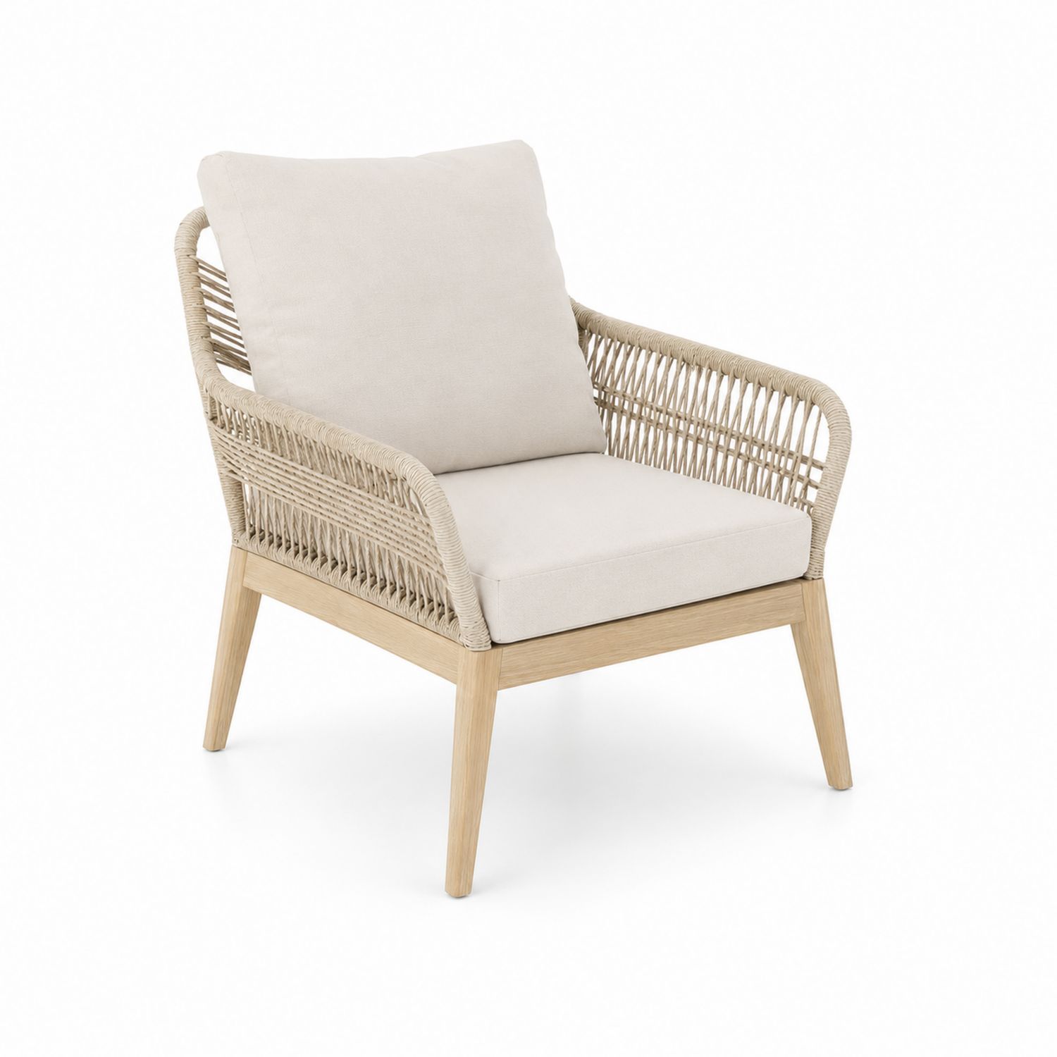 Silla de Madera y Cuerda Sintética Beige 75 x 70 x 85 cm