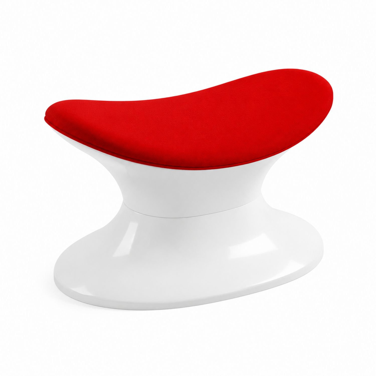 Puf moderno de plástico blanco y tela roja