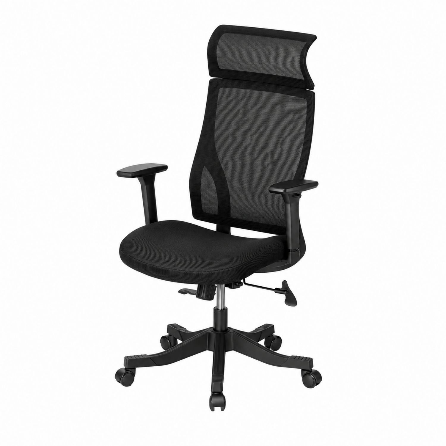 Silla de Oficina de Malla Negra con Reposacabezas Ajustable