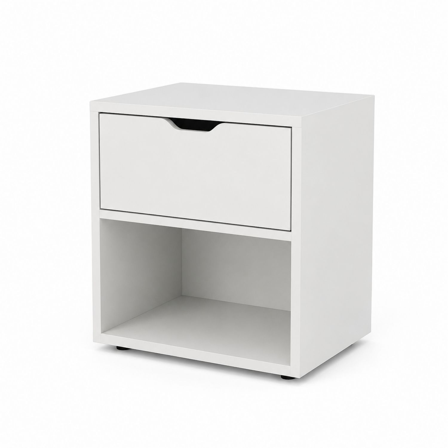 Mesita de noche de MDF con cajón y estante 40x30x50 cm Blanco
