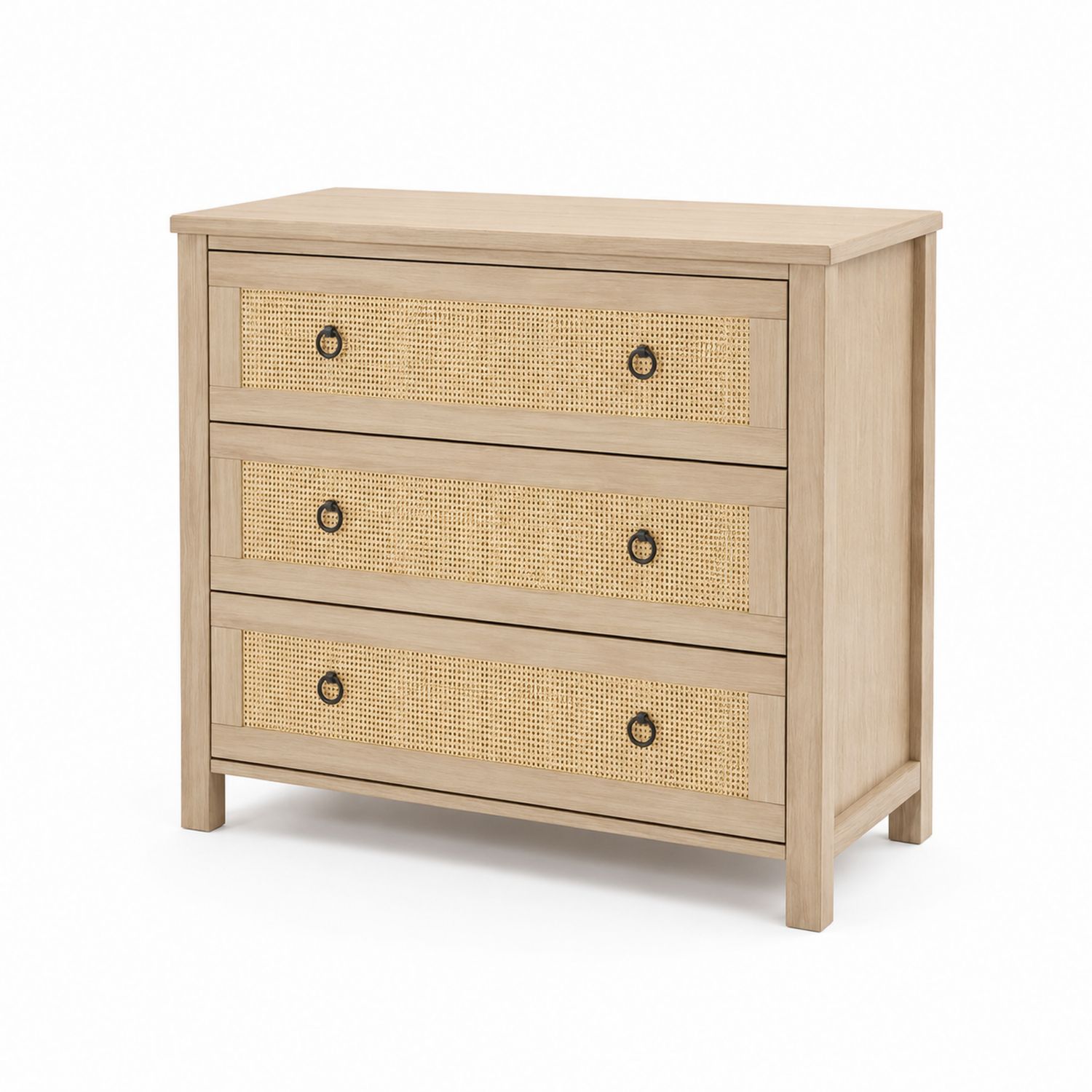 Cajonera de Madera con Frentes de Ratán