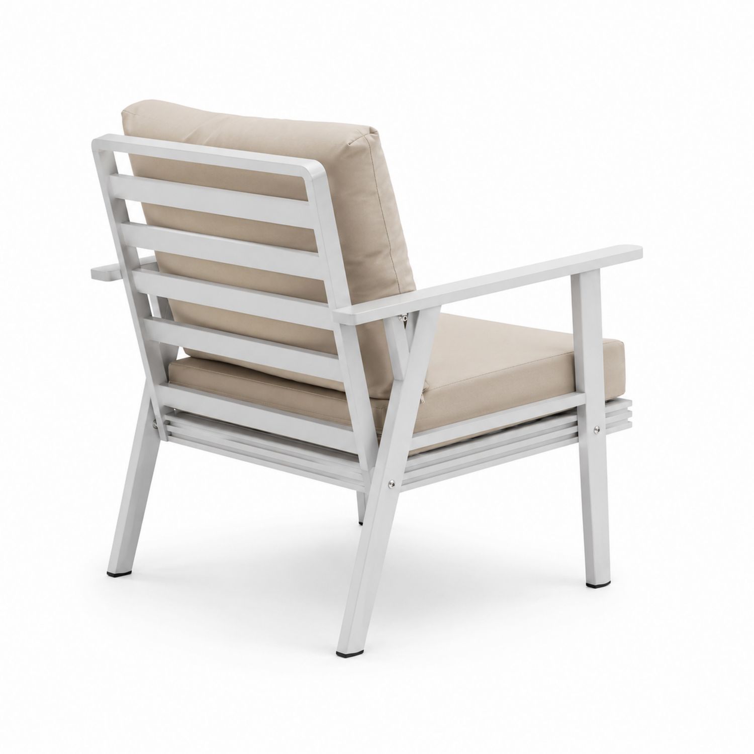 Silla de metal con cojines de tela beige, 80x65x70 cm