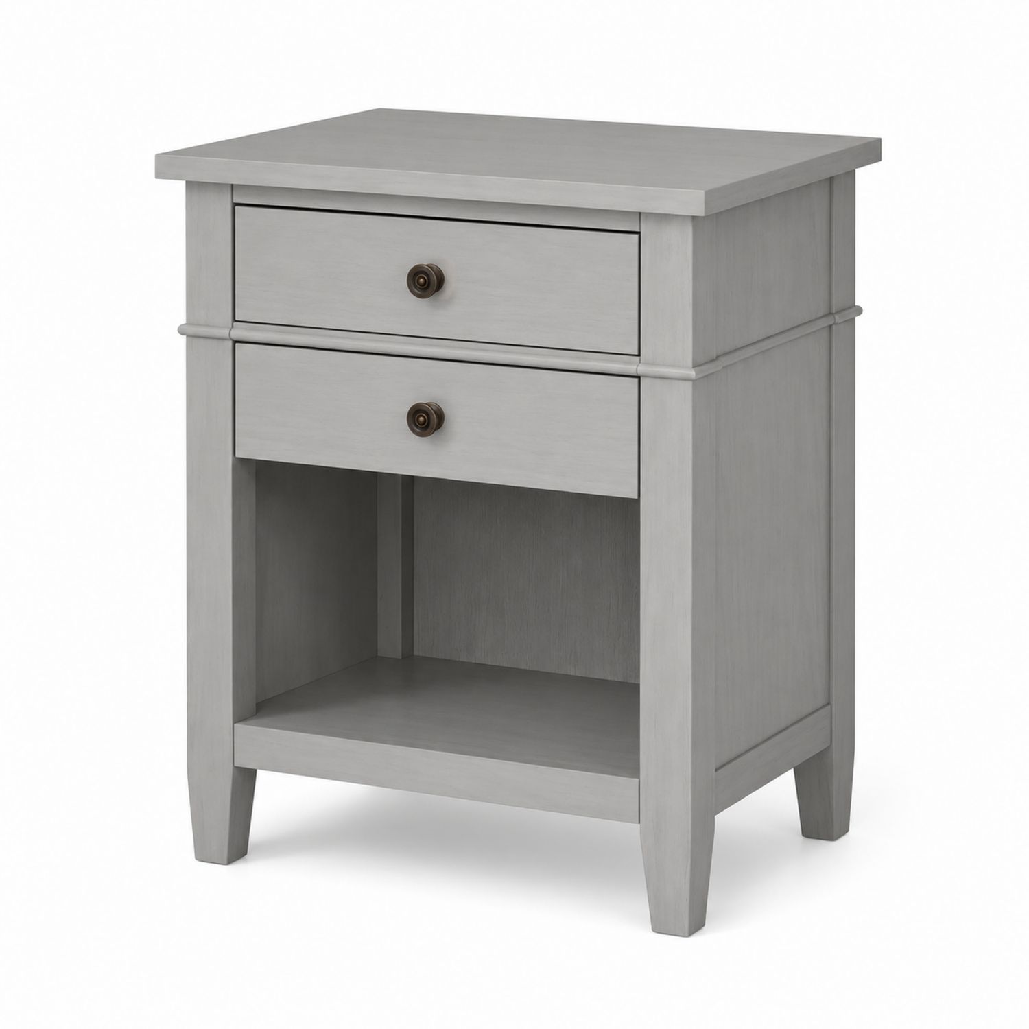 Mesita de noche de madera con dos cajones Gris