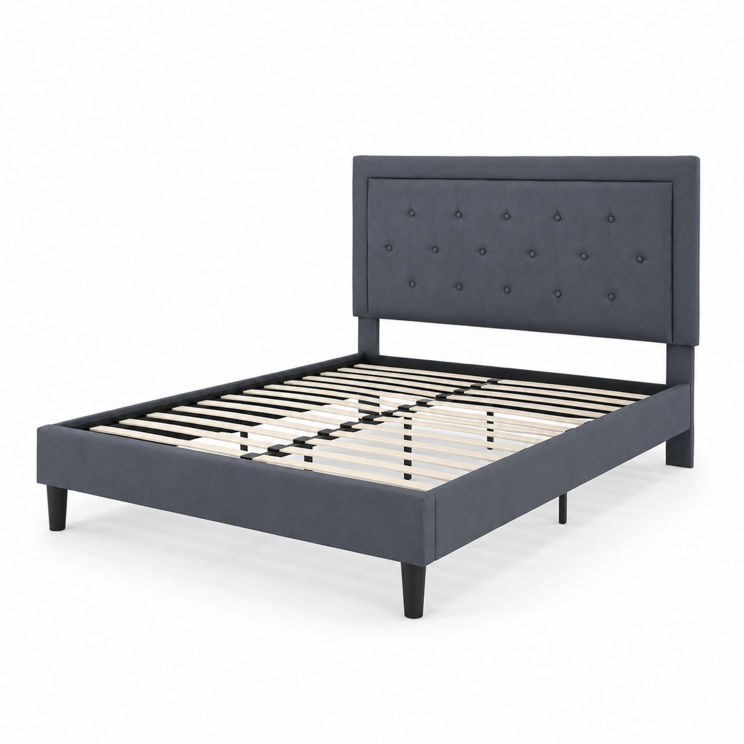 Cama Tapizada de Terciopelo Azul 150x200 cm con Cabecero