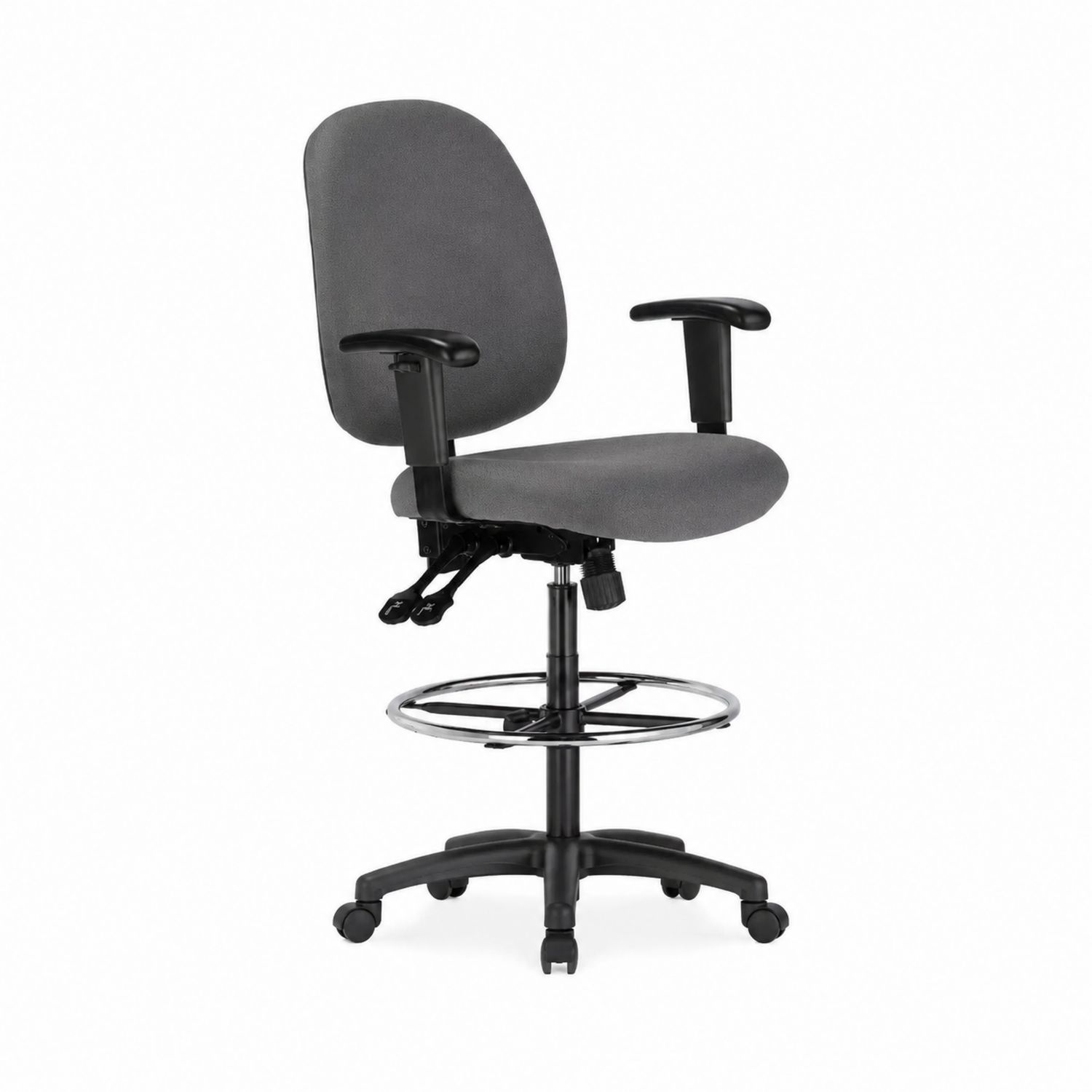 Silla de oficina giratoria con tela de poliéster gris y base metálica