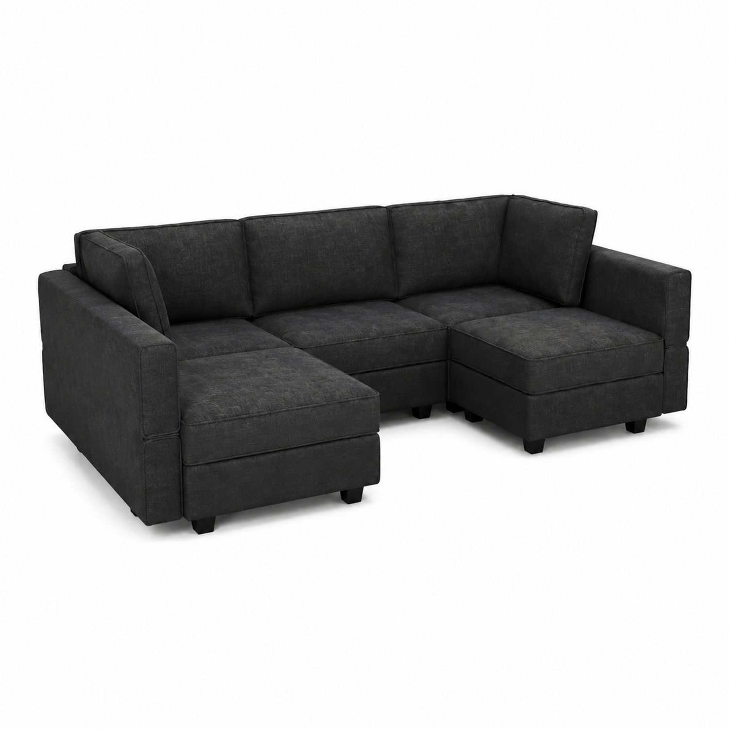 Sofá seccional en L de tela Gris Oscuro