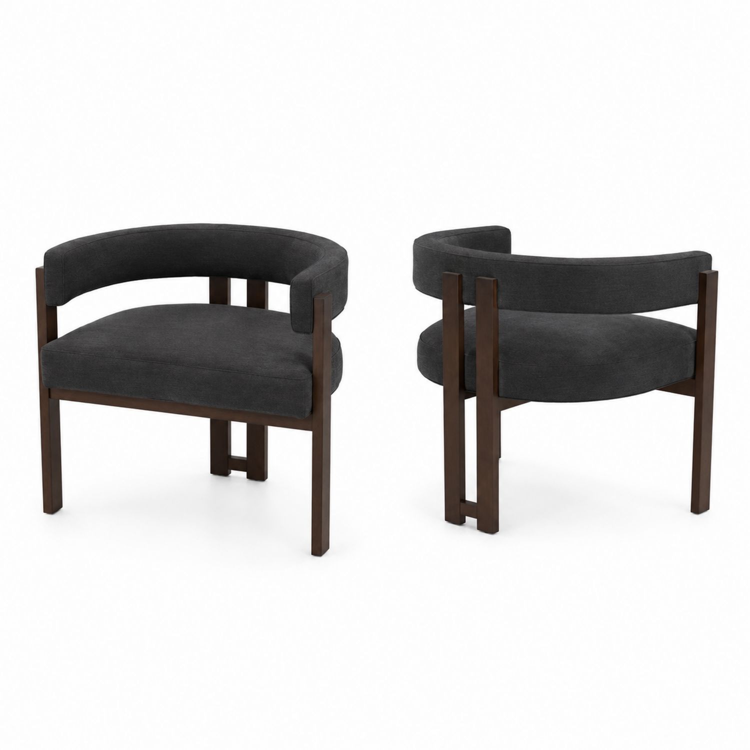 Conjunto de 2 sillas de madera y tela gris oscuro