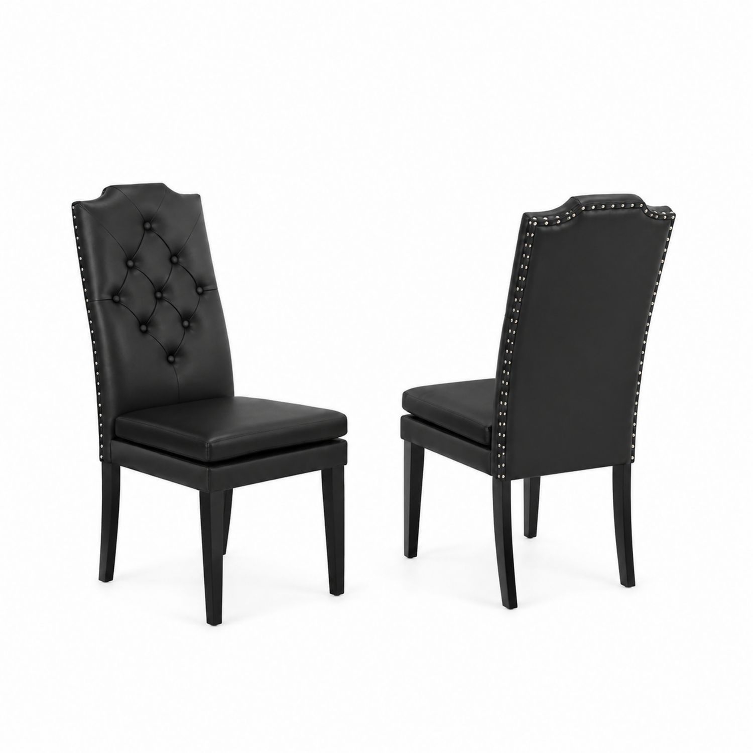 Juego de 2 Sillas de Comedor de Madera y PU Negro