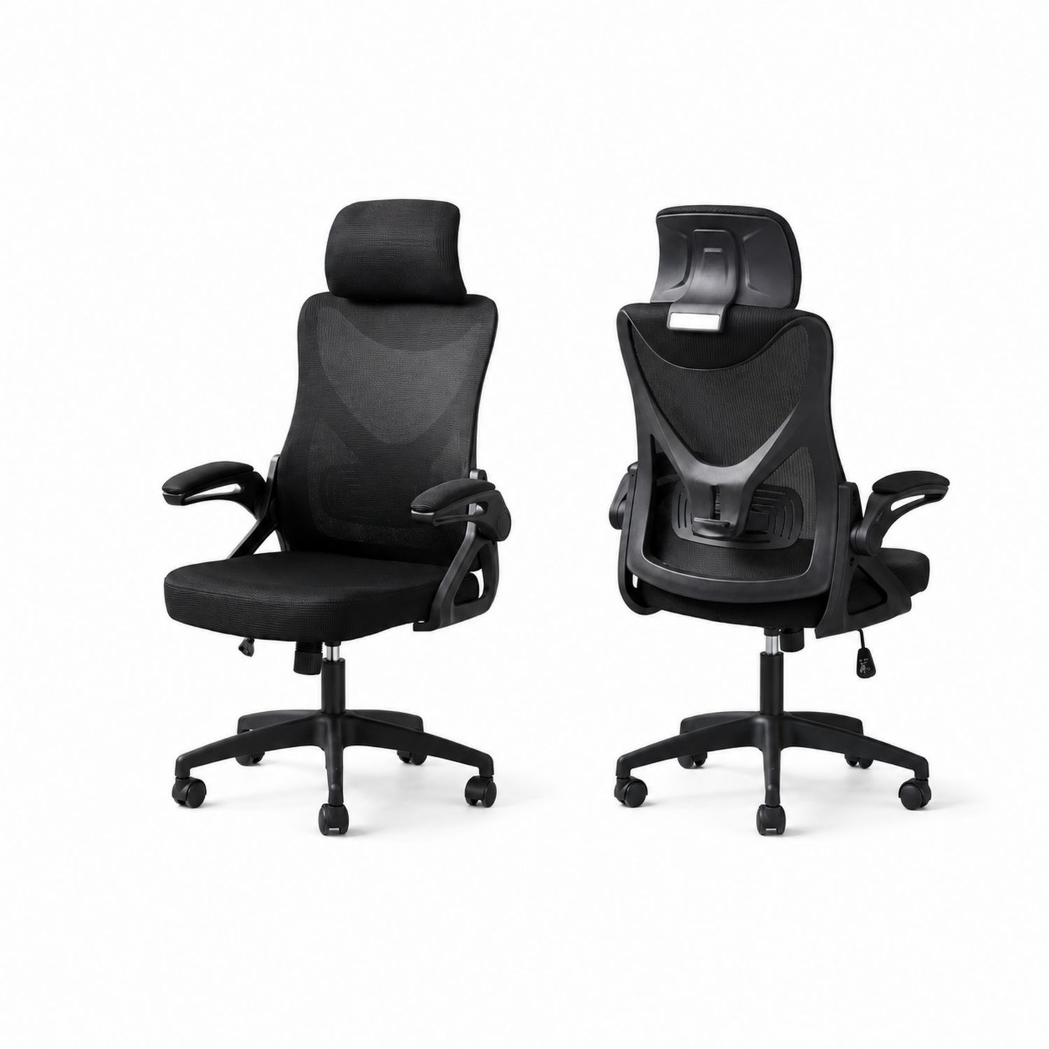 Silla de Oficina Ergonómica Negra con Respaldo Alto y Malla