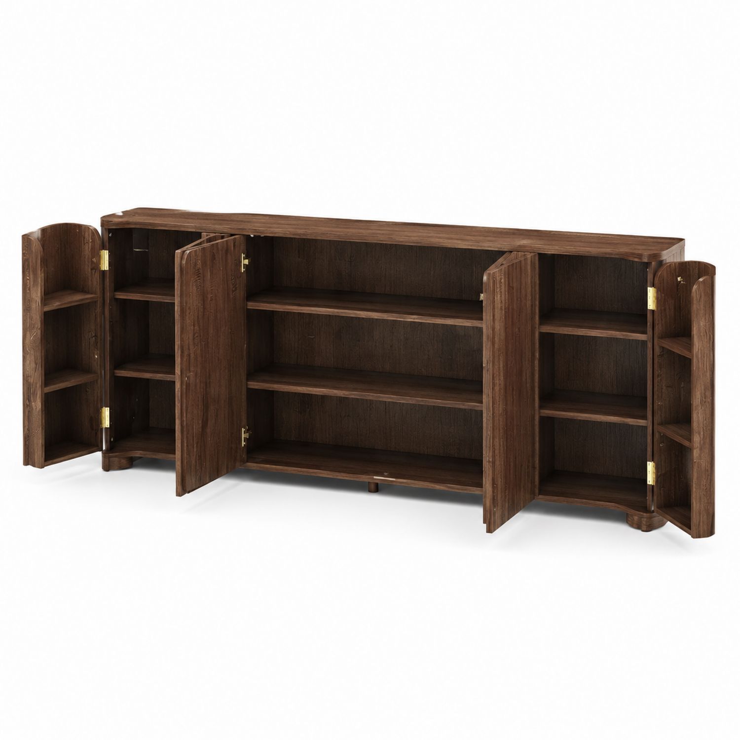 Credenza in legno con 4 ante marrone 160x40x80 cm