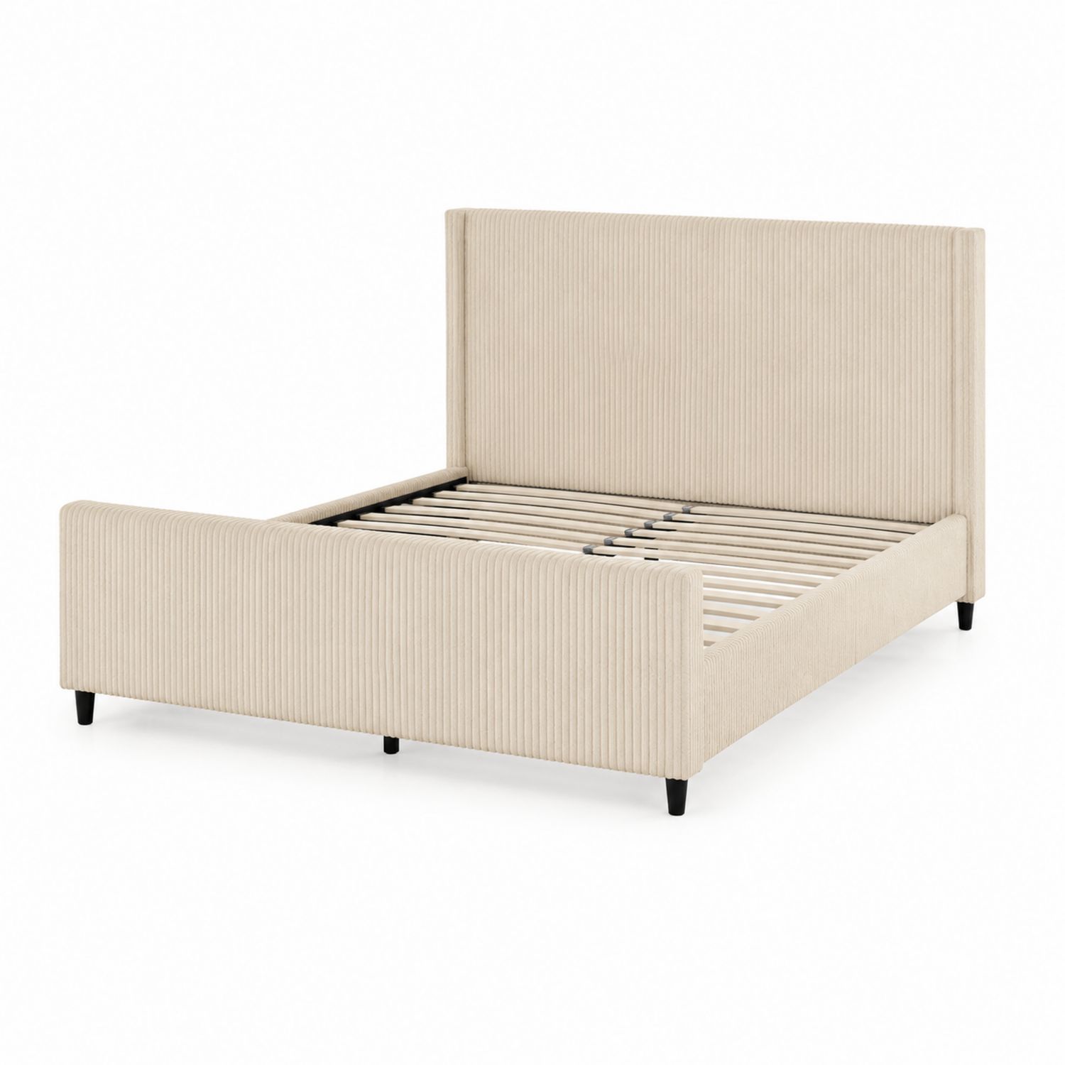 Letto in Tessuto a Righe Beige 160x200 cm