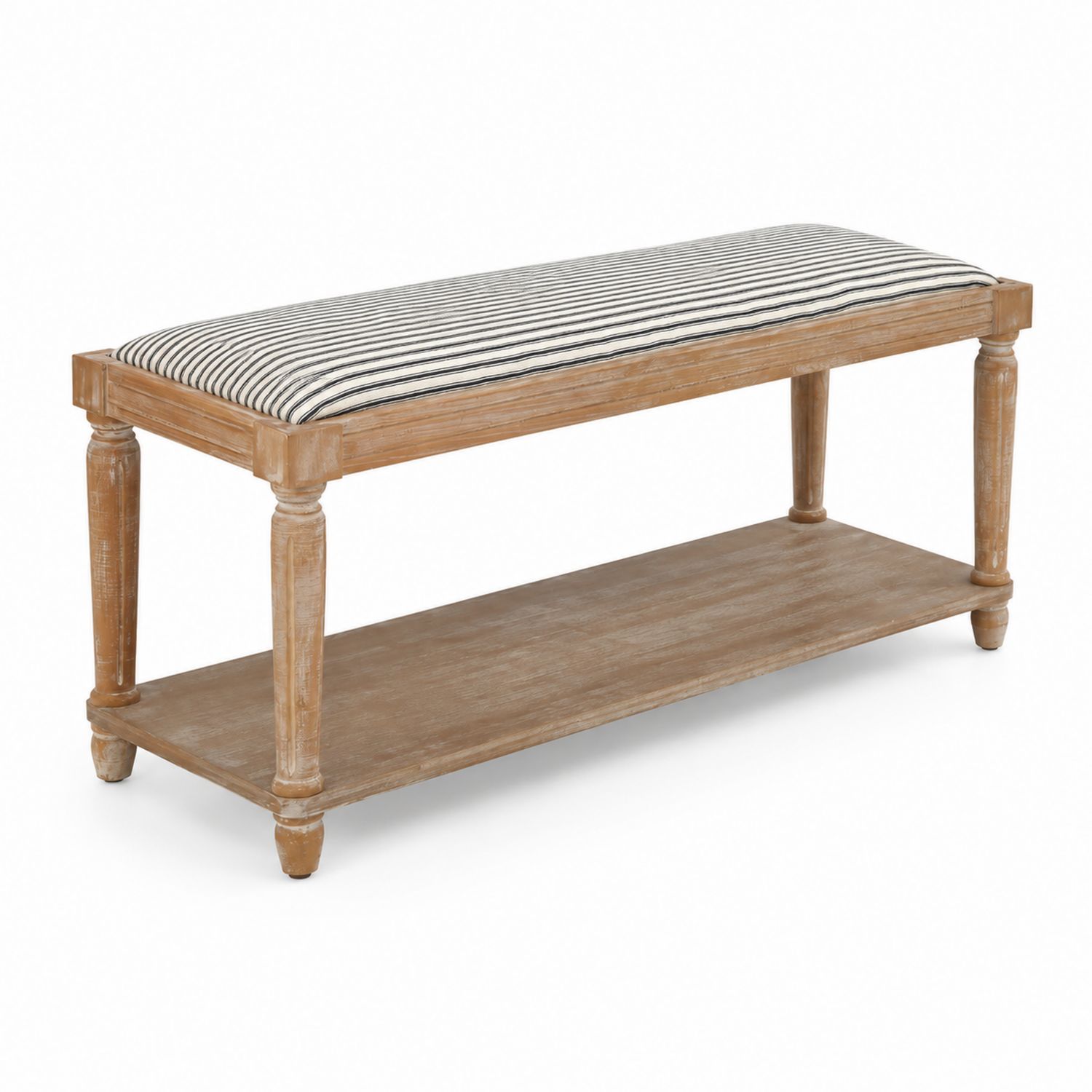 Panca in legno con cuscino a righe 120x40x45 cm
