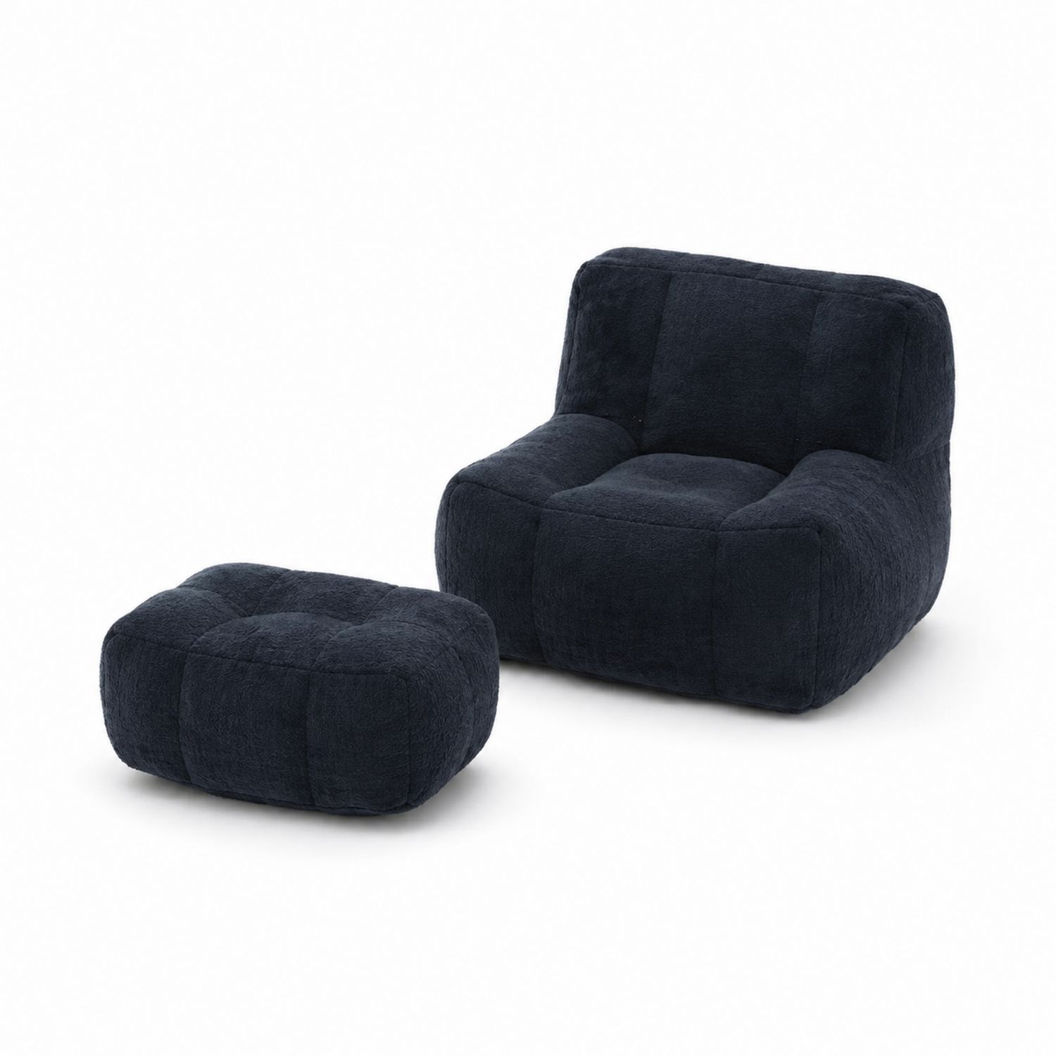 Set Poltrona e Poggiapiedi in Tessuto Blu 100x95x70 cm