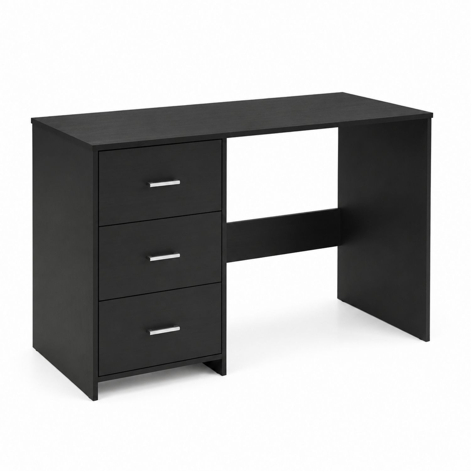 Scrivania rettangolare con cassetti in legno composito nero 120x60x75 cm