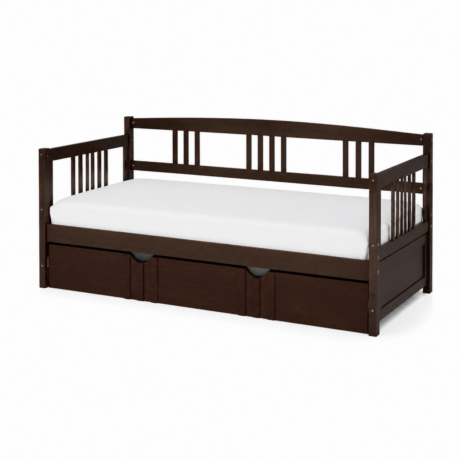 Letto singolo con cassetti in legno marrone