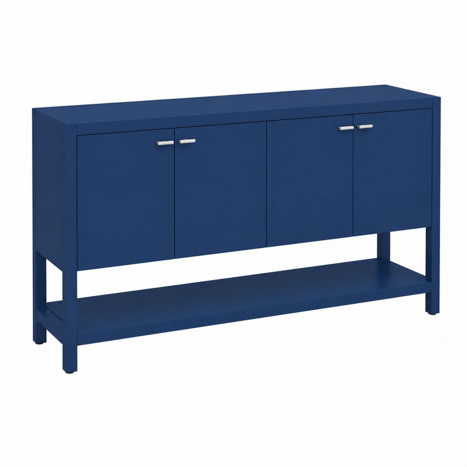 Credenza rettangolare 4 ante in MDF e metallo Blu