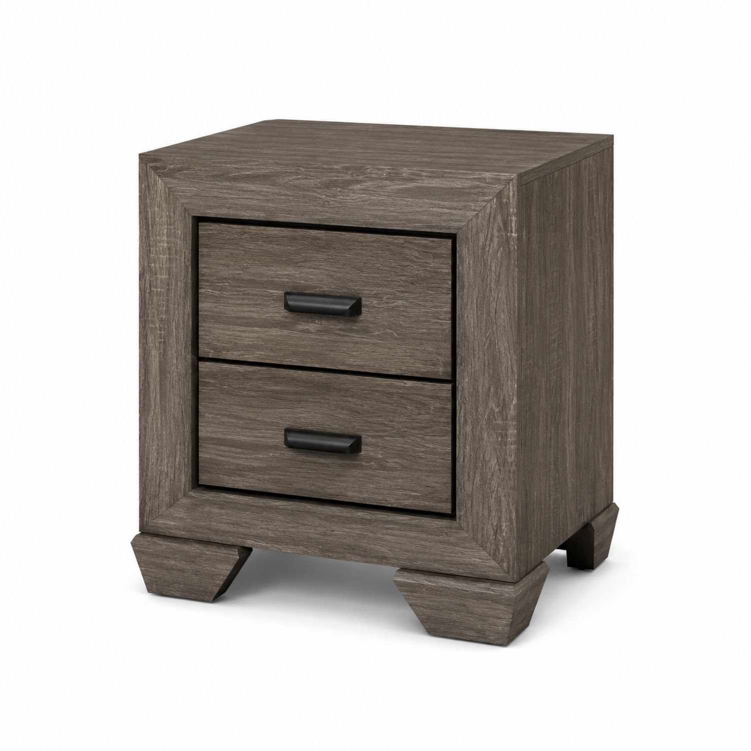 Comodino in Legno con 2 Cassetti Grigio