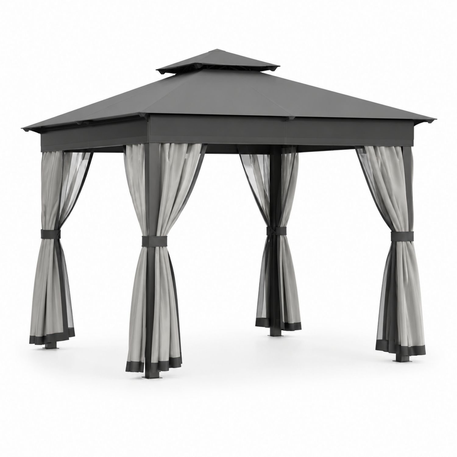 Gazebo da Giardino in Alluminio e Poliestere Grigio 300x400 cm