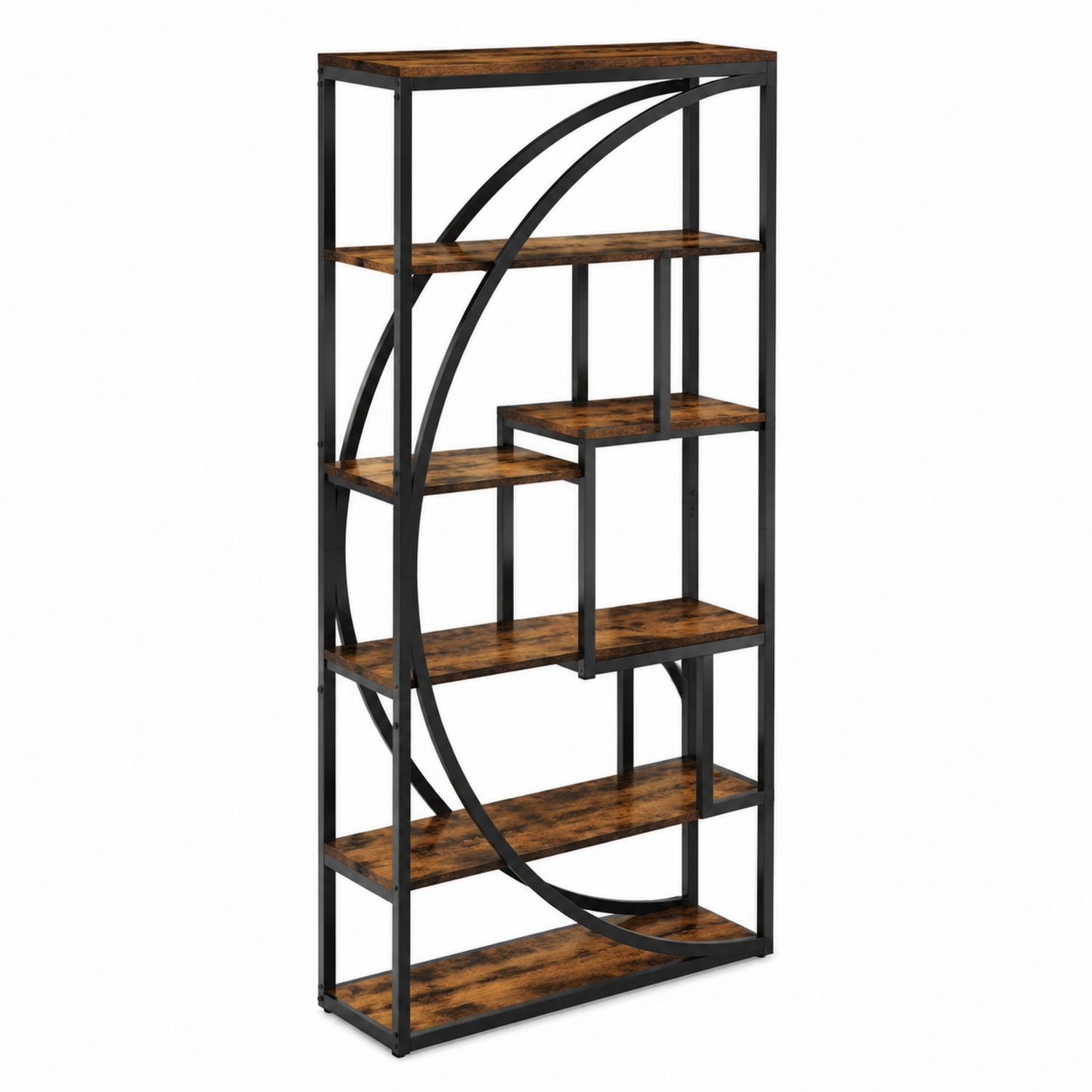Scaffale in Metallo e Legno MDF Nero Marrone 185x86x28 cm