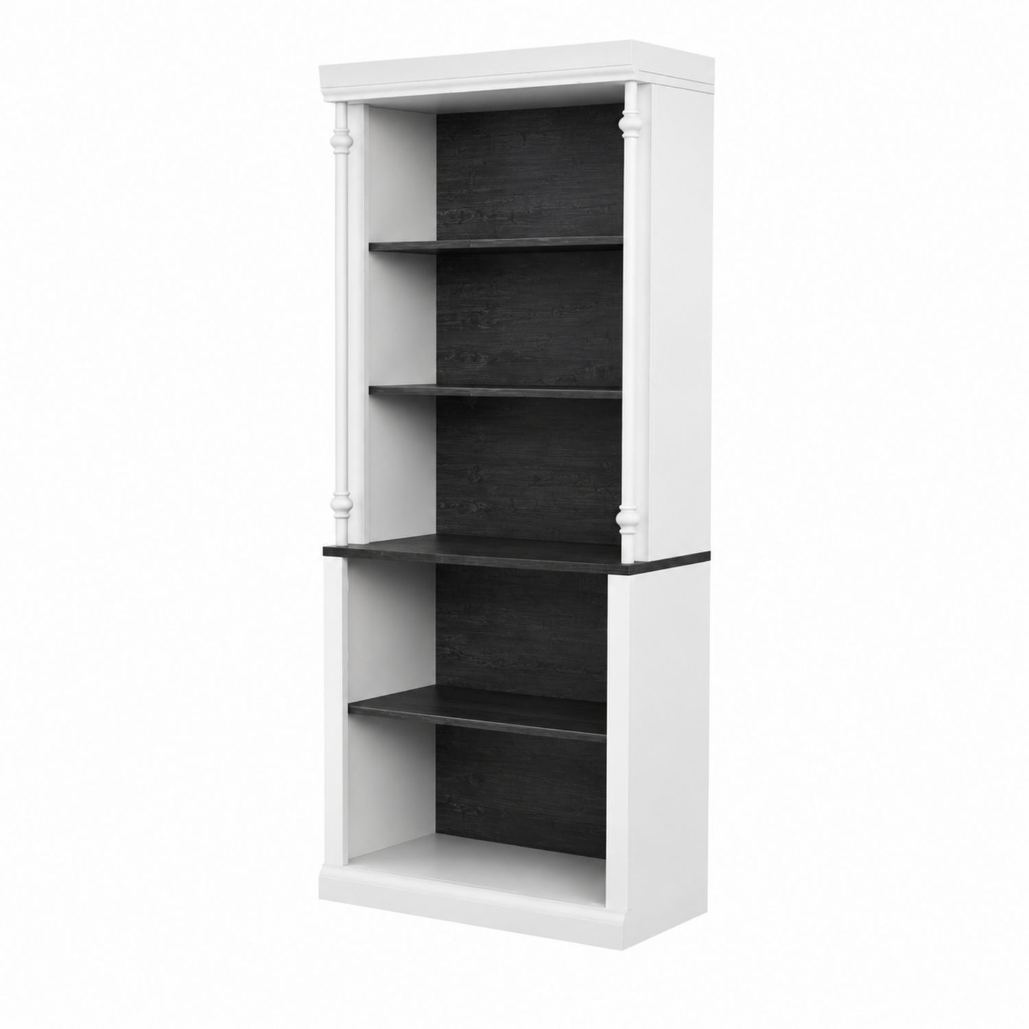 Libreria con Ripiani in Legno Bianco e Nero 180 cm