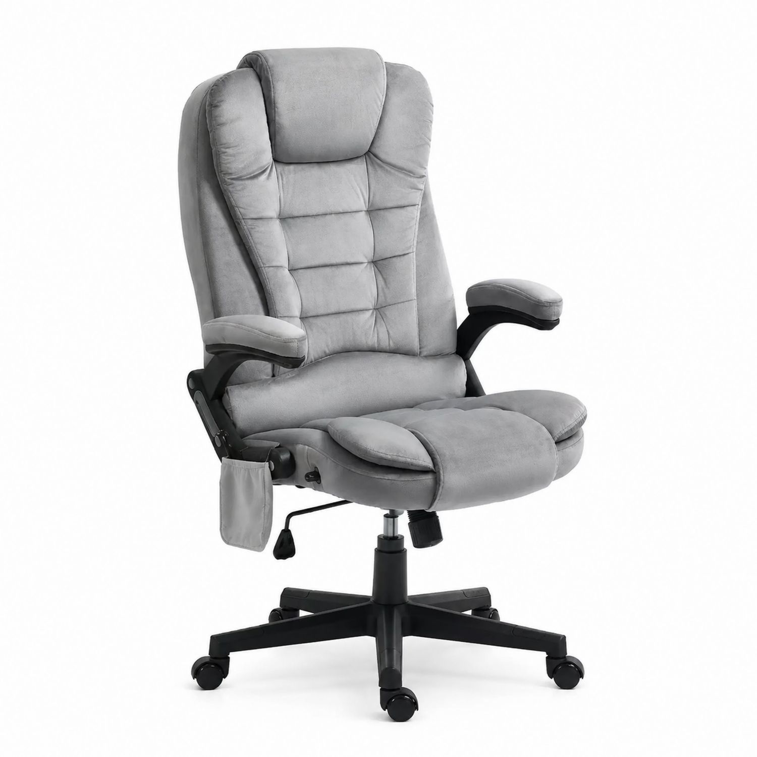 Sedia da ufficio in tessuto grigio imbottito