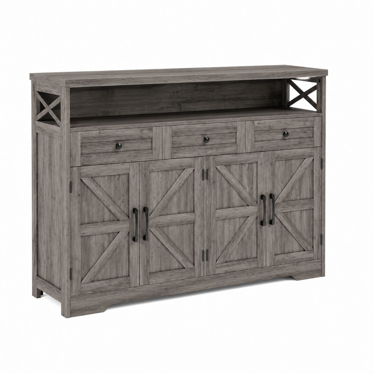 Credenza in legno ingegnerizzato grigio con ante e cassetti
