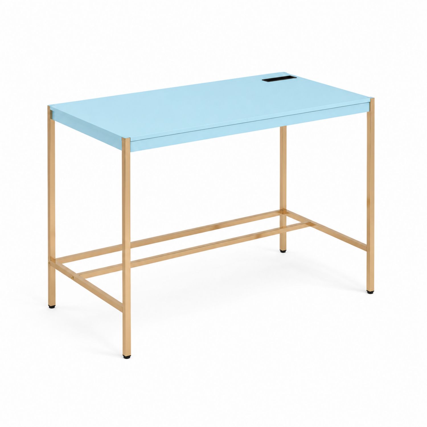 Scrivania rettangolare 120x60x75 cm MDF azzurro con telaio in metallo