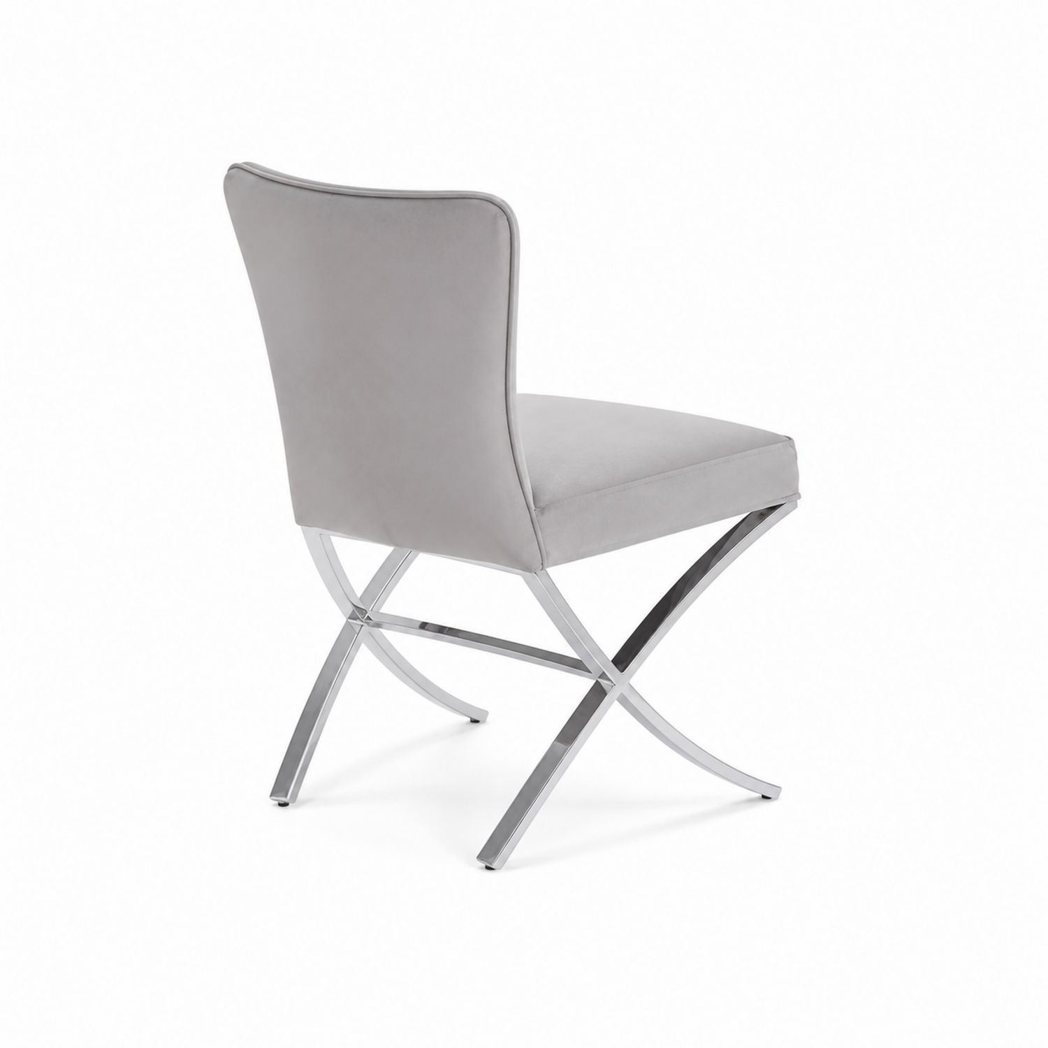 Sedia in Velluto e Acciaio Inox Grigio