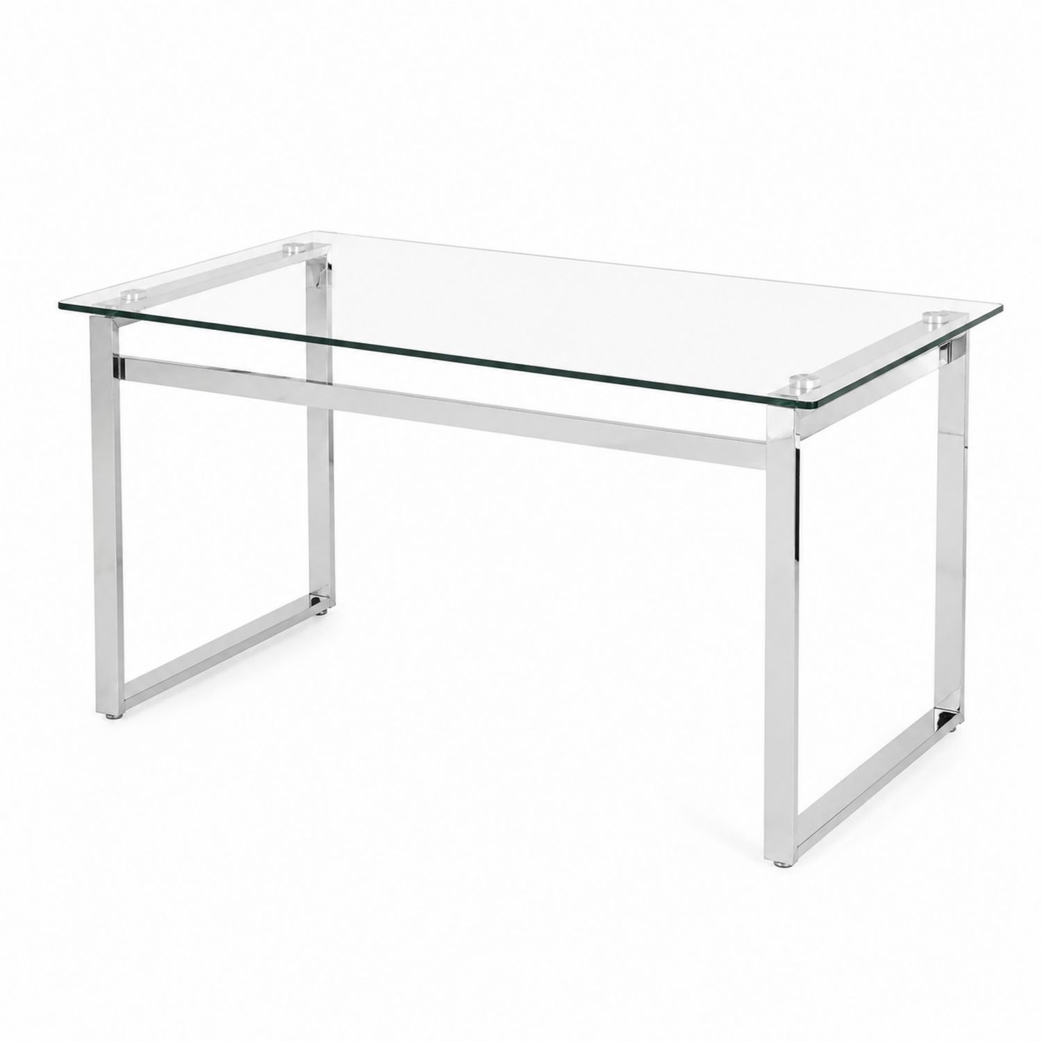 Scrivania in vetro temperato e acciaio inox 120x60x75 cm
