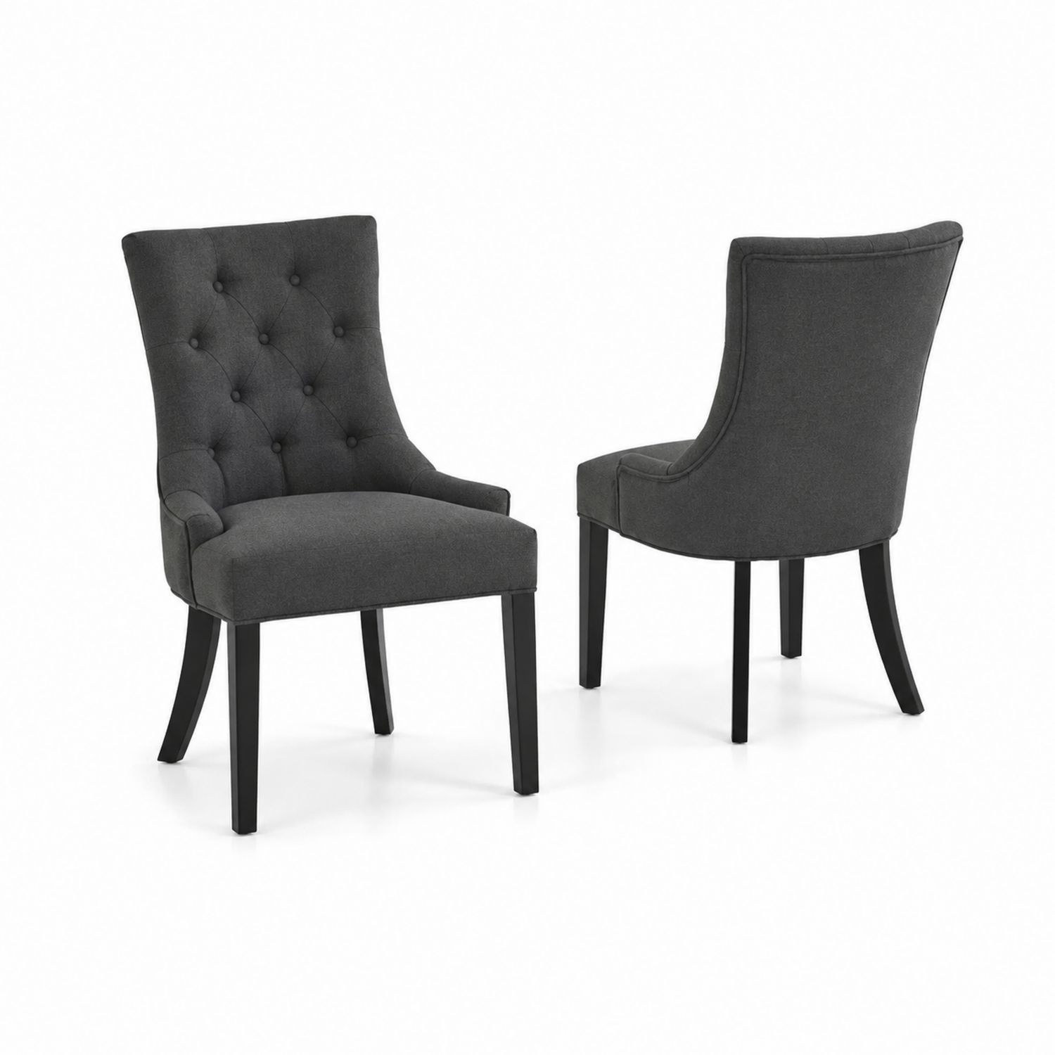 Set di 2 sedie da pranzo in tessuto poliestere con gambe in legno massello
