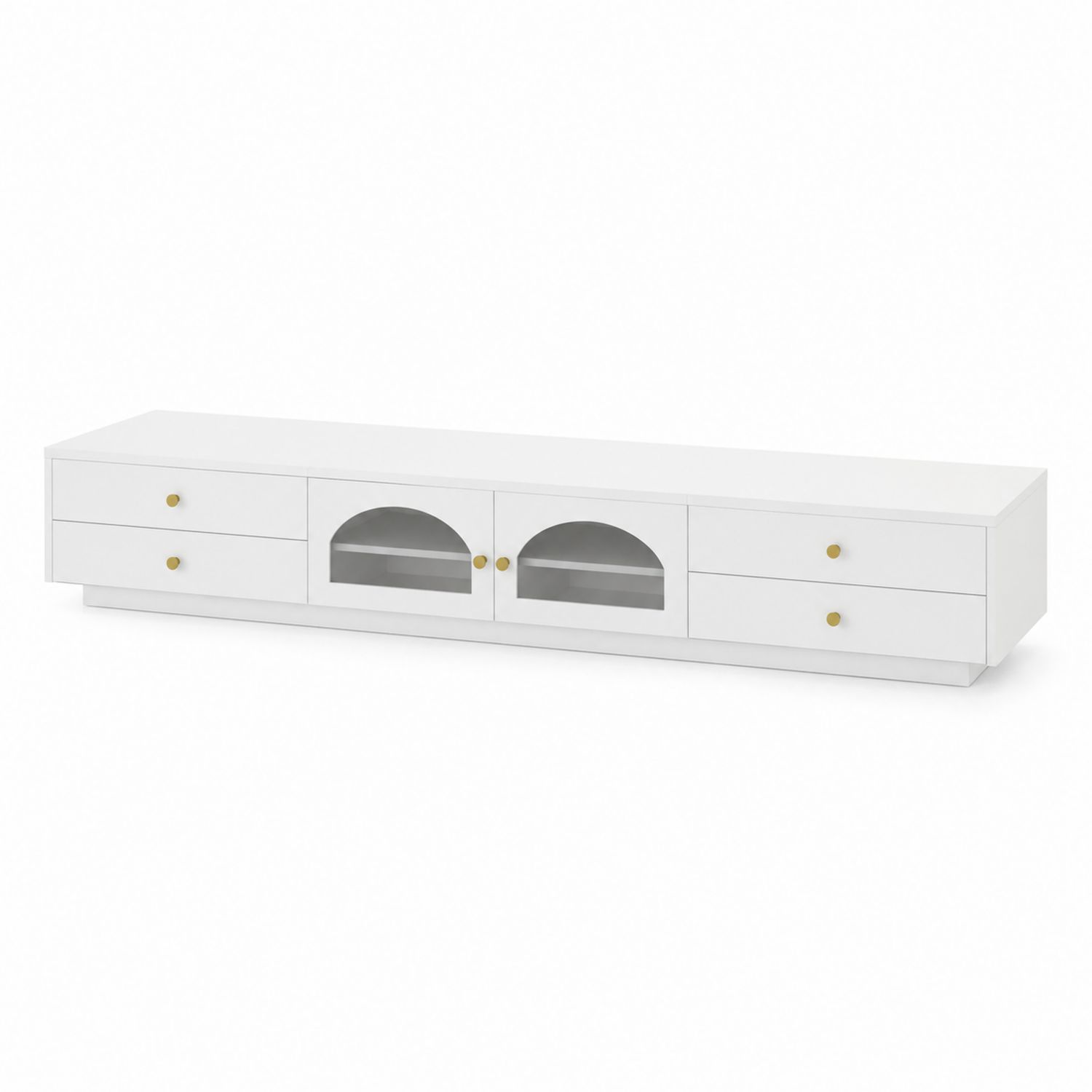 Mobile TV in MDF Bianco con Ante in Vetro Temperato
