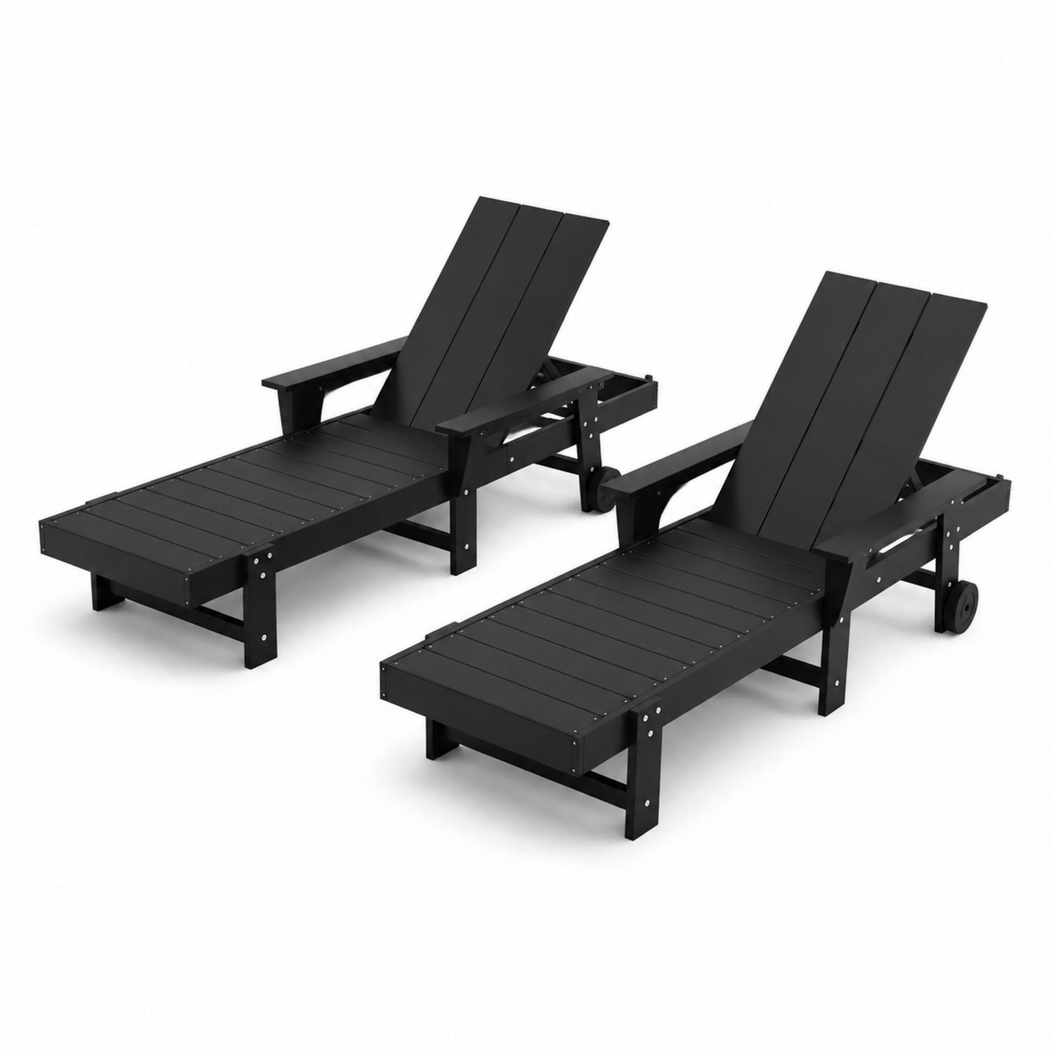 Set di 2 Lettini Prendisole Reclinabili in Legno Composito