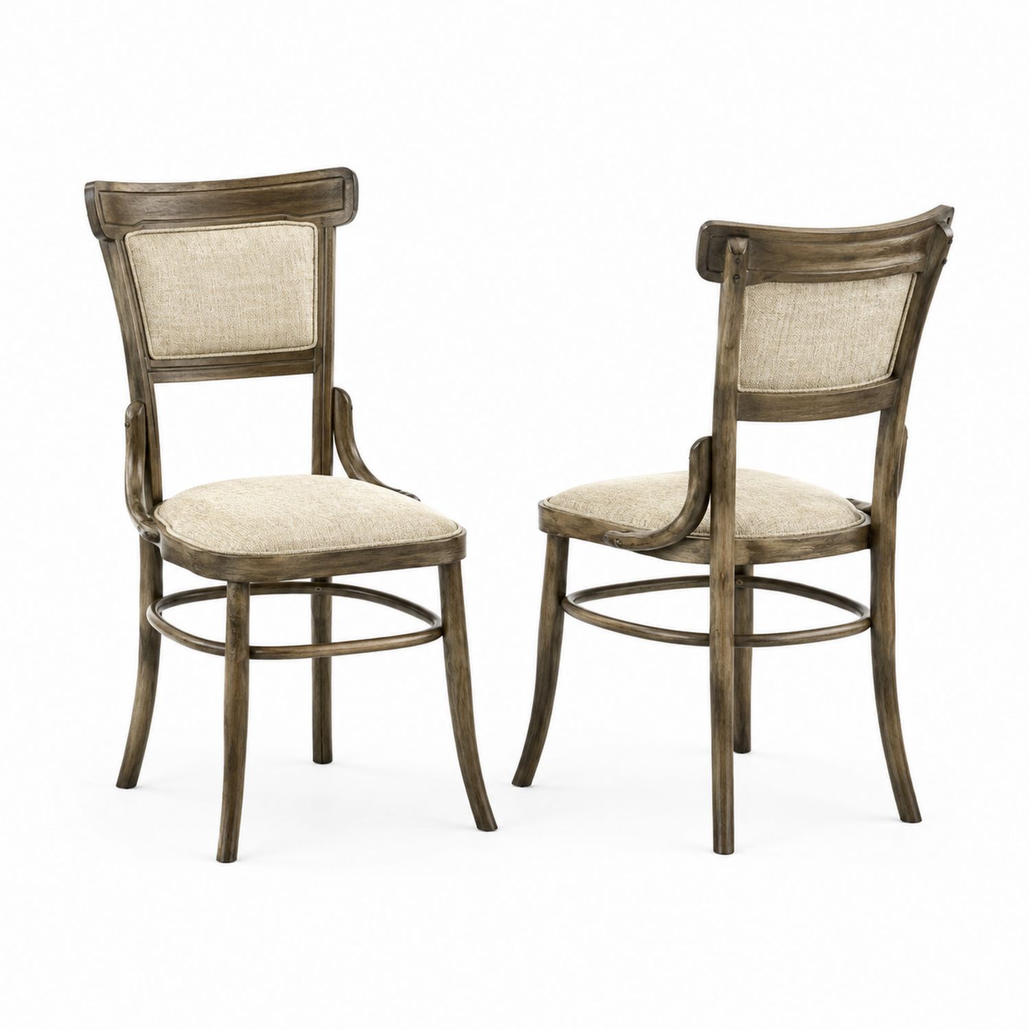Set di 2 Sedie in Legno e Tessuto Beige