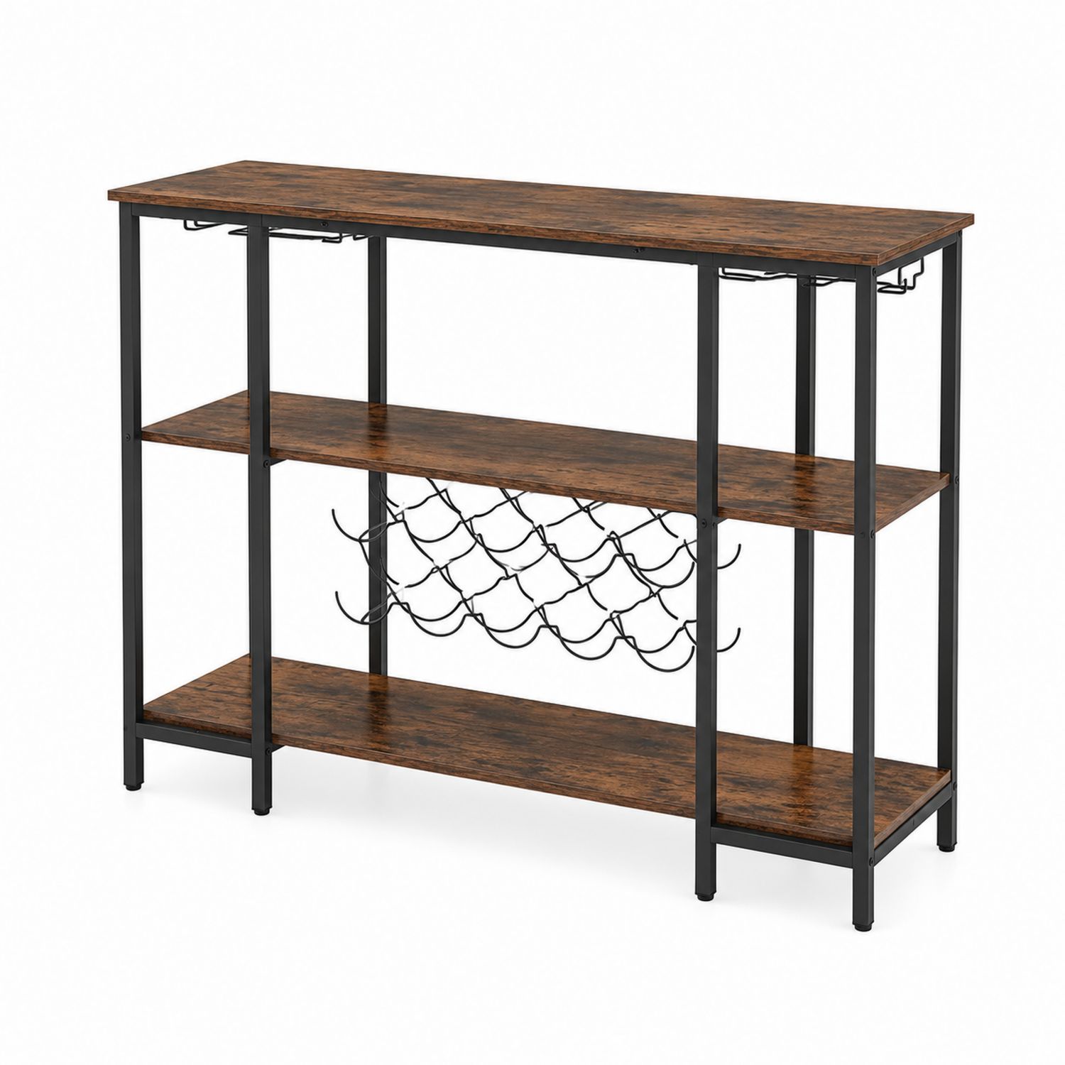 Cantinetta in Legno e Metallo con Portabottiglie 100x30x80 cm