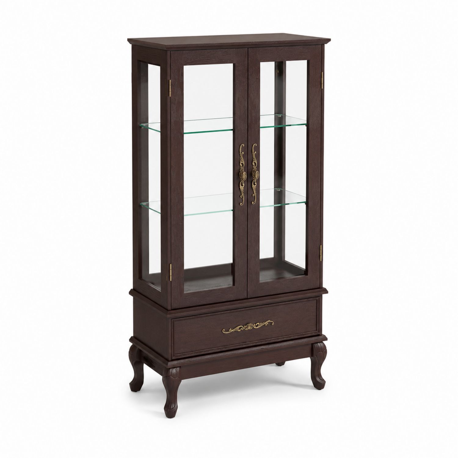 Vetrina in Legno e Vetro con Cassetto Marrone 90x40x150 cm