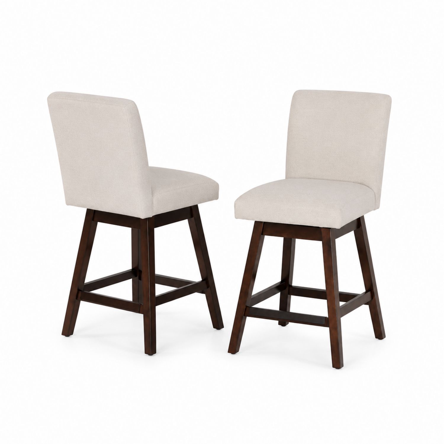 Set di 2 Sgabelli da Bar in Tessuto con Struttura in Legno