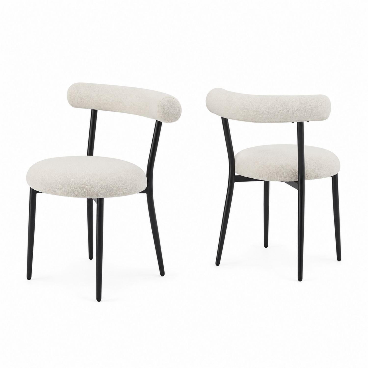 Set di 2 sedie da pranzo in metallo e bouclé