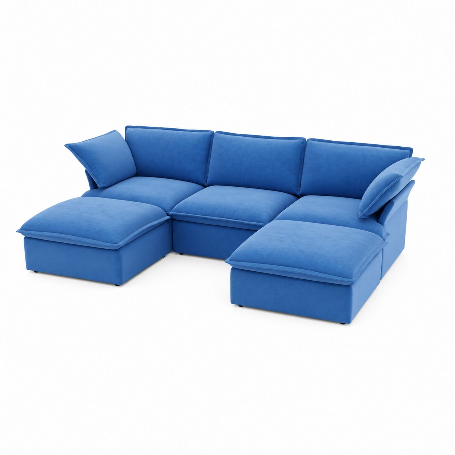Divano angolare modulare in tessuto blu