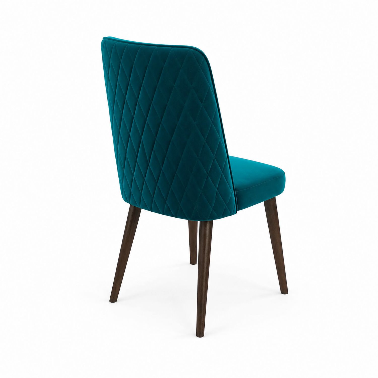Sedia in velluto con gambe in legno, Turchese
