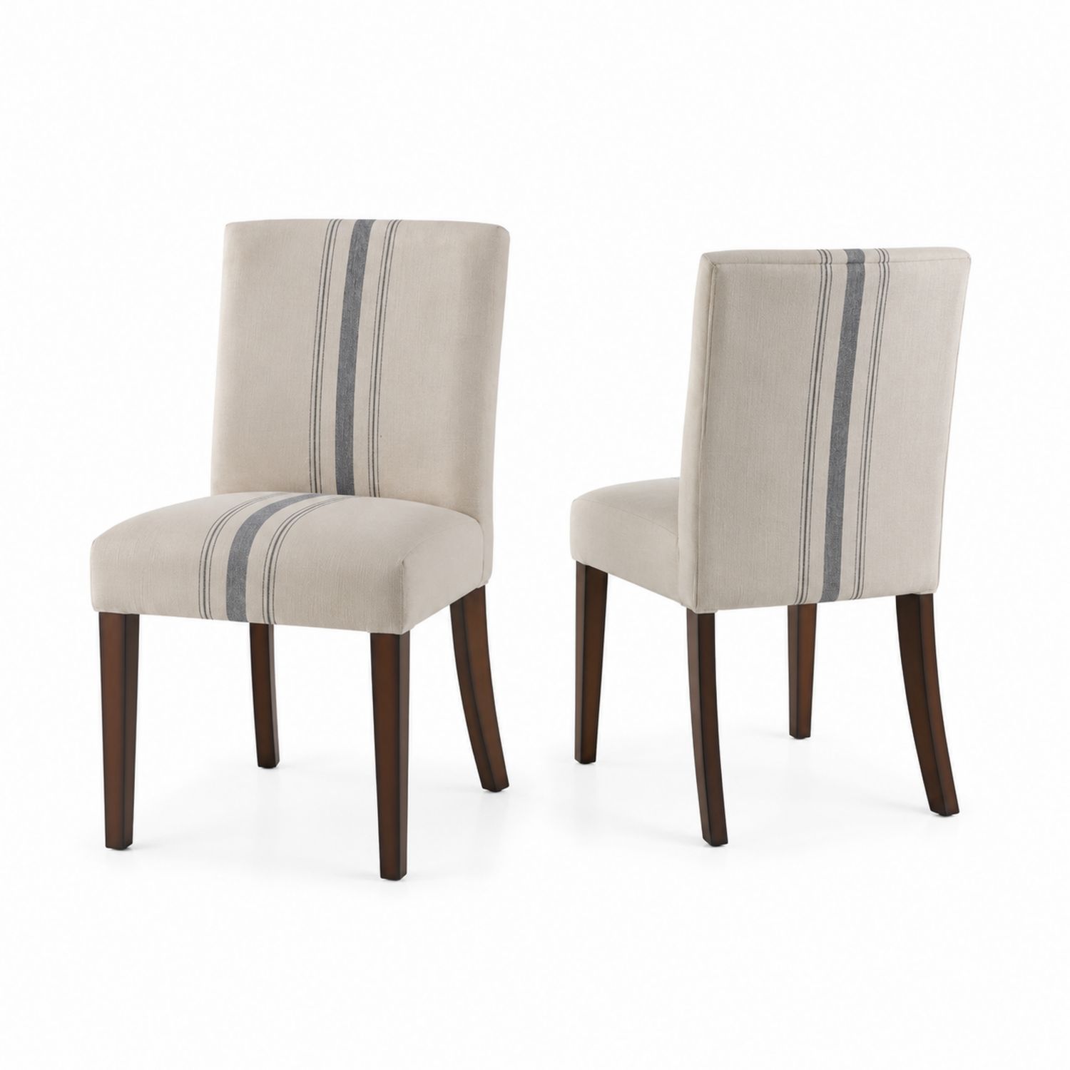 Set di 2 Sedie in Tessuto Beige con Gambe in Legno