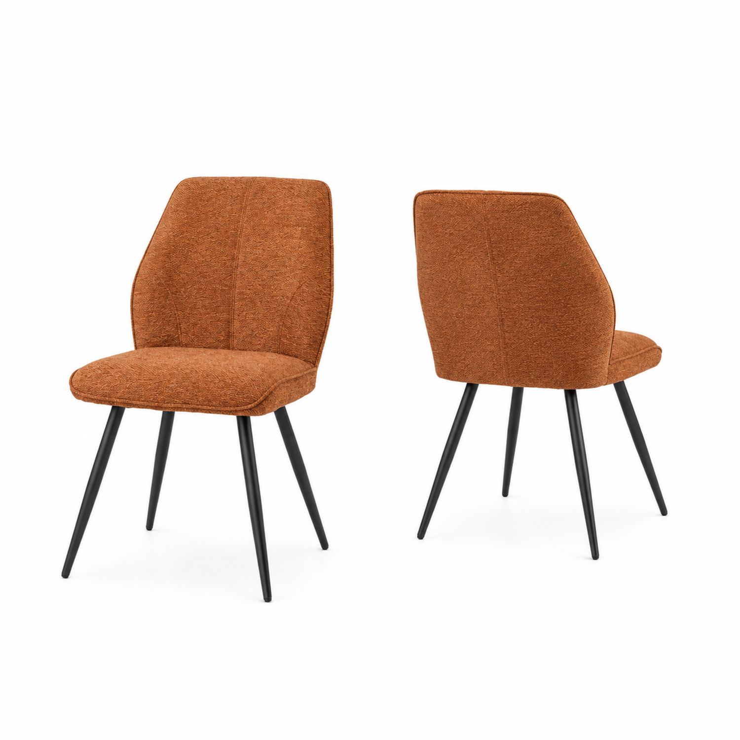 Set di 2 Sedie da Pranzo in Tessuto con Gambe in Metallo