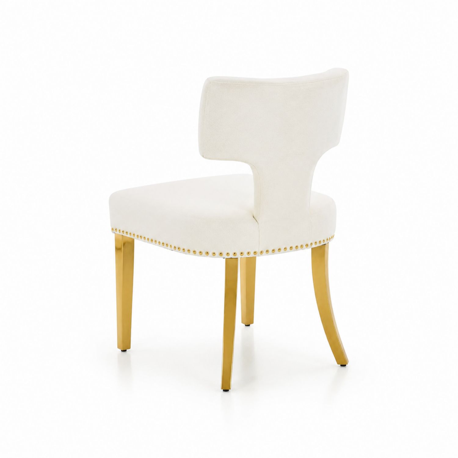 Sedia in Velluto con Gambe in Metallo Oro