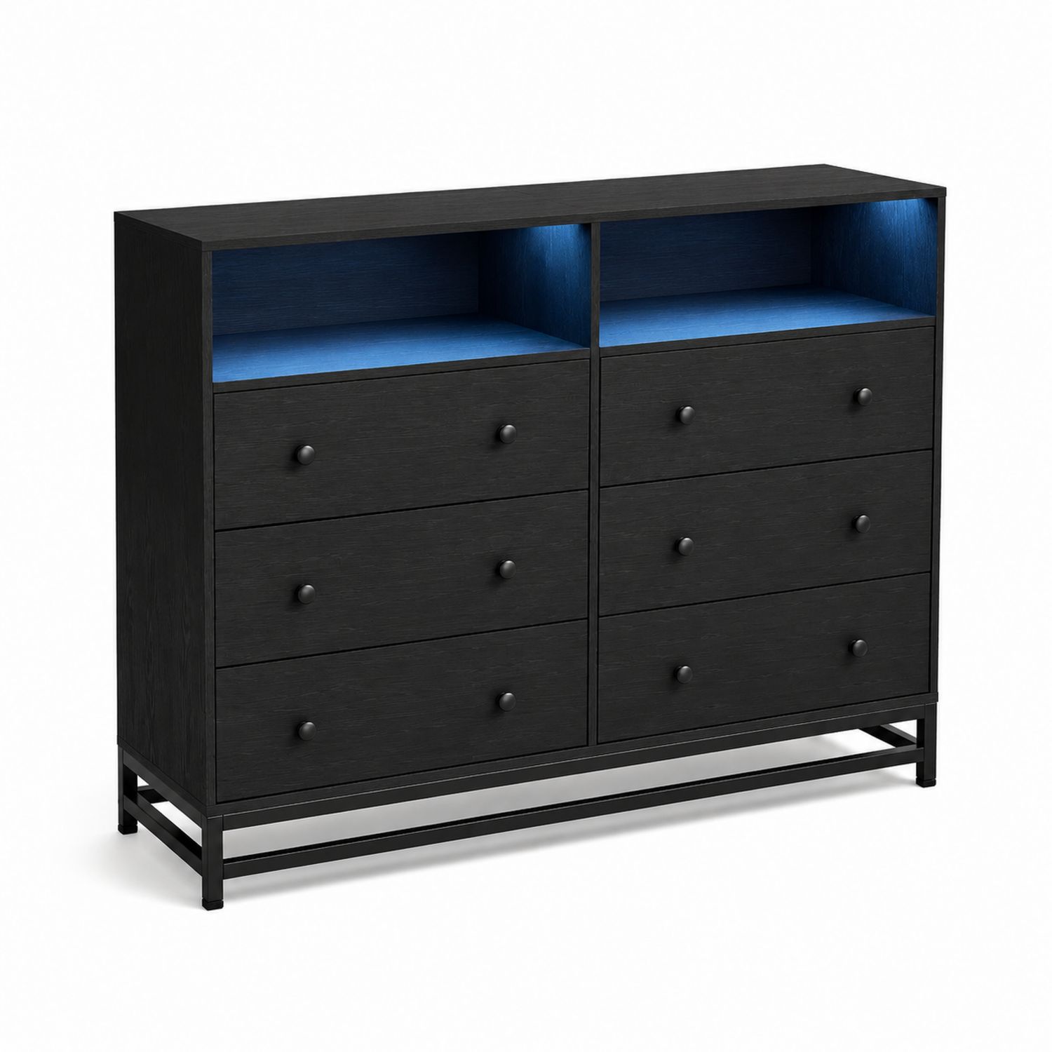 Cassettiera rettangolare 6 cassetti legno nero