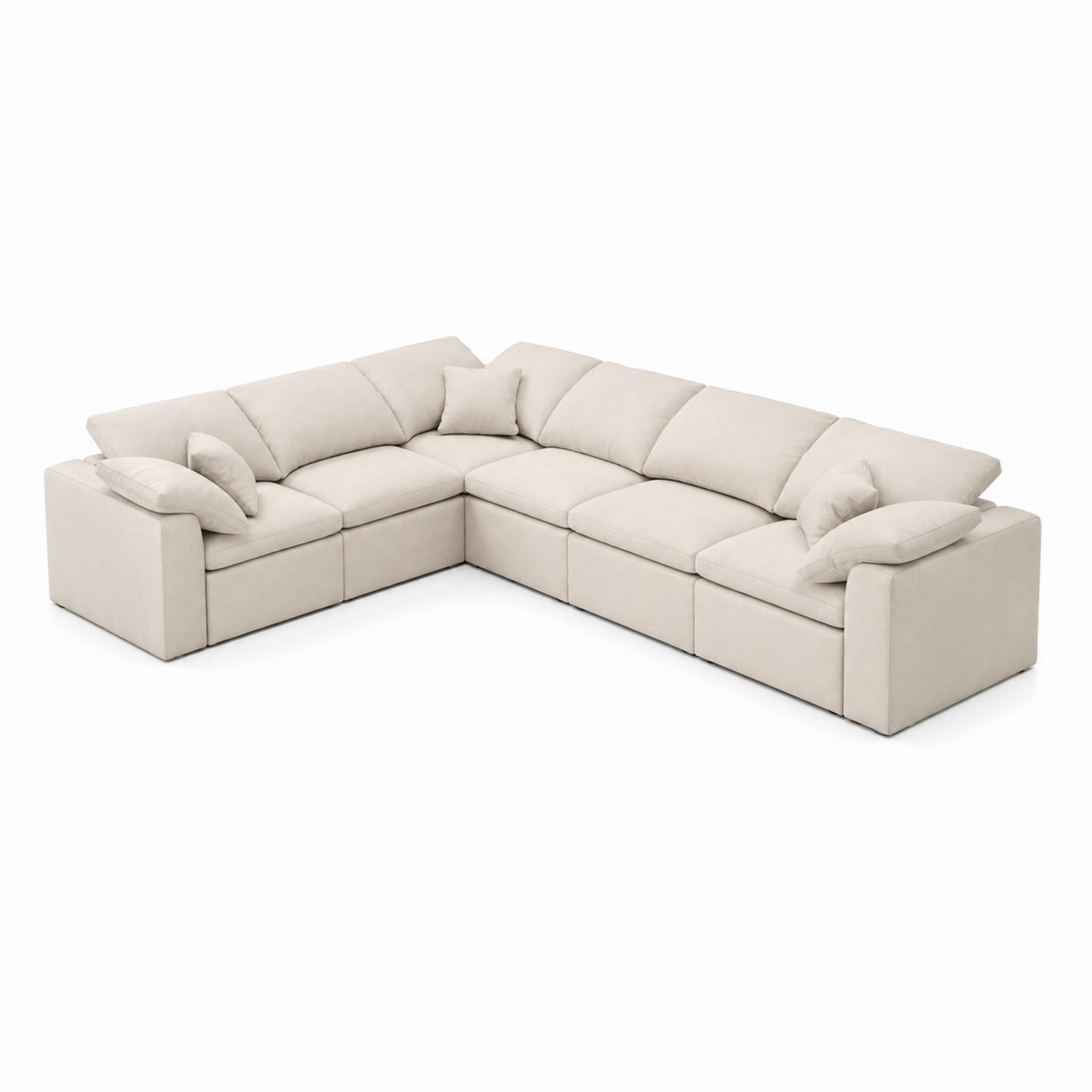 Divano angolare modulare a L in tessuto beige