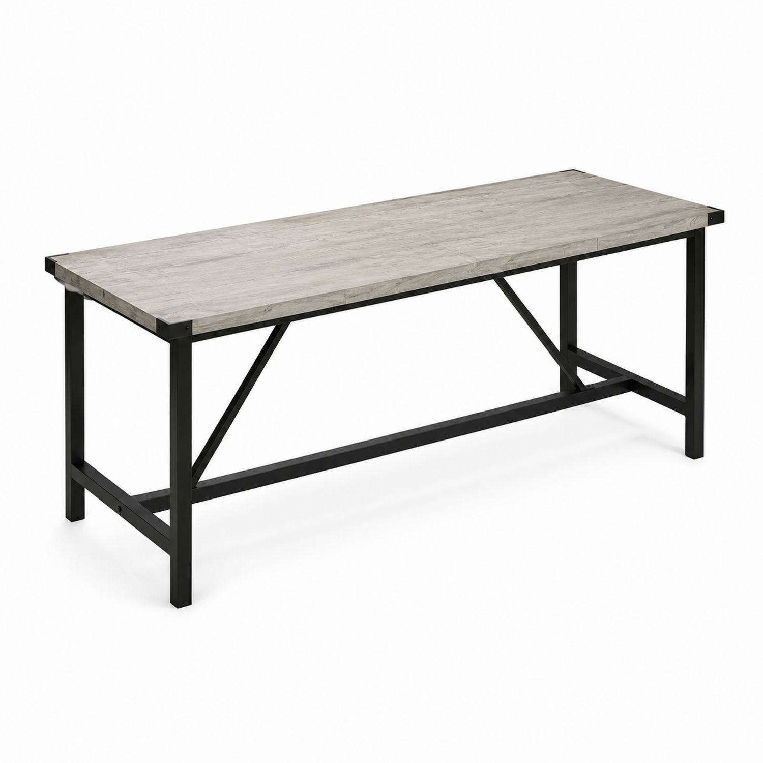 Tavolo da pranzo rettangolare 200x90 cm quercia e metallo grigio/nero