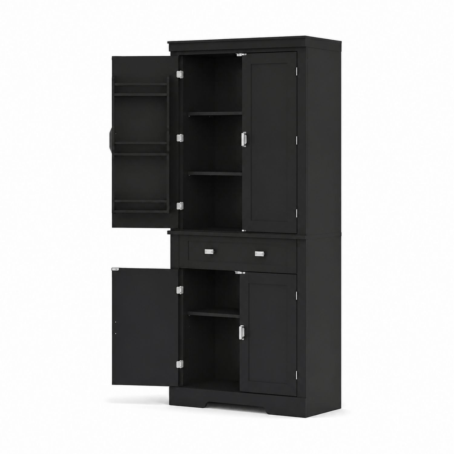 Credenza alta in legno nero con ante e cassetto 180x80x40 cm